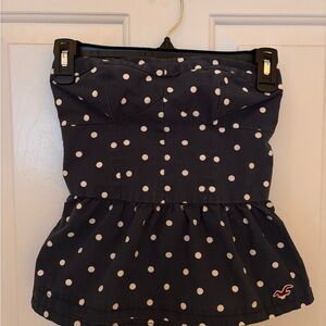 Hollister Navy Strapless Top with White Dots
